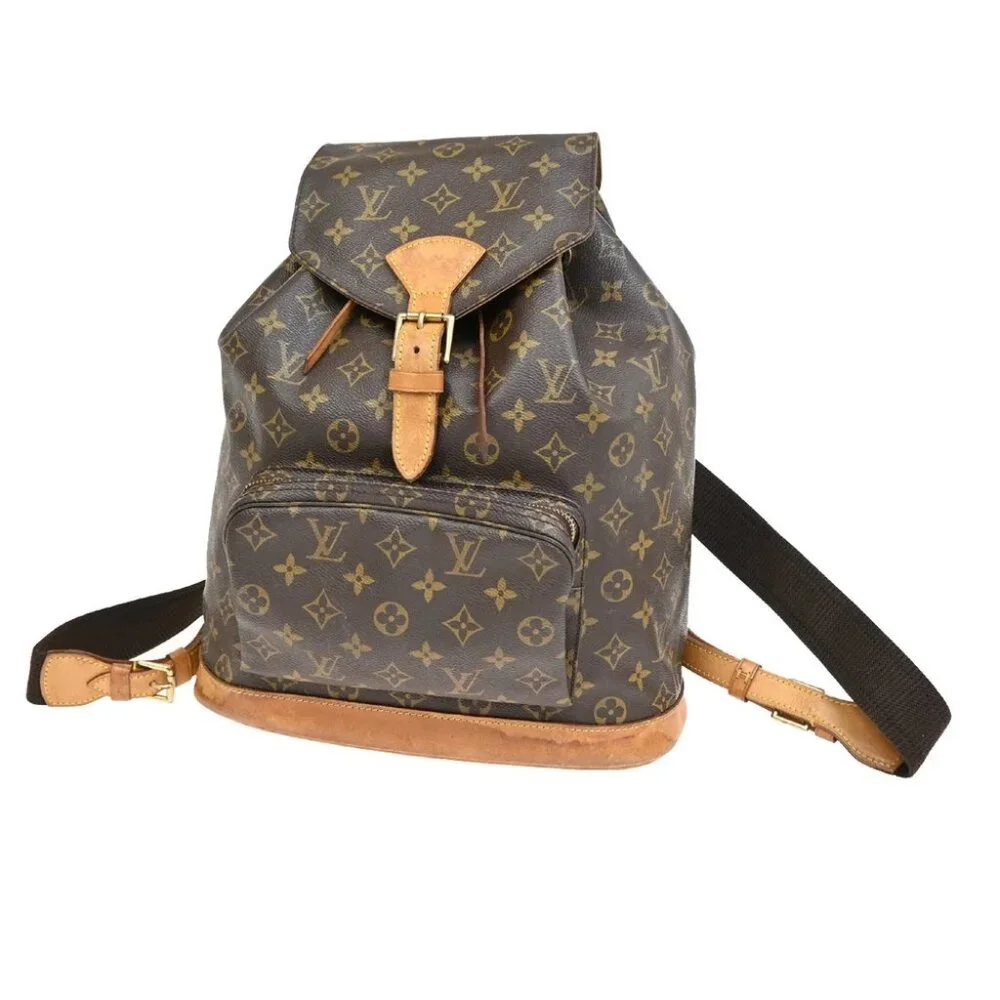 LOUIS VUITTON Montsouris GM Backpack Bag Monogram Leather Brown